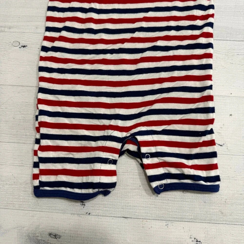 Kickee pants baby red white blue striped romper 6-12‎ months